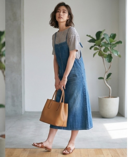 MULEXS(ミューレクス)の「【接触冷感】細ボーダー ボートネック 半袖Tシャツ カットソー 綿モダール(Tシャツ/カットソー・レディース・アイボリー/ライトグレー/オフホワイト・L/M)」の20枚目の写真