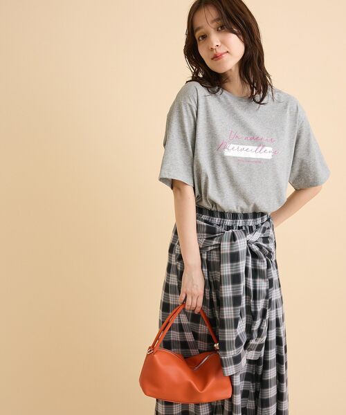 Green Parks(グリーンパークス)の「【適ON】【遮熱・接触冷感・UVカット・吸水速乾】箔プリントロゴTシャツ(Tシャツ/カットソー・レディース・オフホワイト/杢グレー/チャコールグレー・FREE)」の22枚目の写真