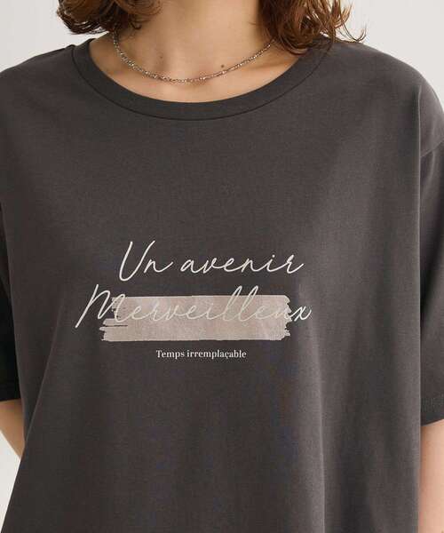 Green Parks(グリーンパークス)の「【適ON】【遮熱・接触冷感・UVカット・吸水速乾】箔プリントロゴTシャツ(Tシャツ/カットソー・レディース・オフホワイト/杢グレー/チャコールグレー・FREE)」の18枚目の写真