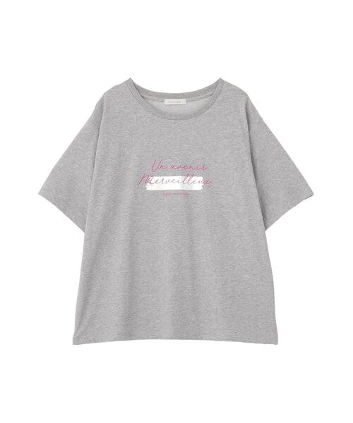 Green Parks(グリーンパークス)の「【適ON】【遮熱・接触冷感・UVカット・吸水速乾】箔プリントロゴTシャツ(Tシャツ/カットソー・レディース・オフホワイト/杢グレー/チャコールグレー・FREE)」の5枚目の写真