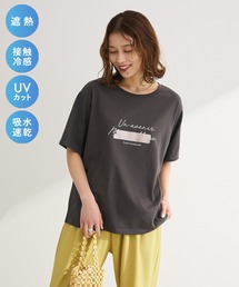 【適ON】【遮熱・接触冷感・UVカット・吸水速乾】箔プリントロゴTシャツ