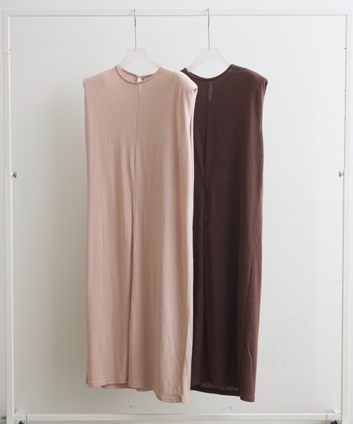 Crisp（クリスプ）の「power shoulder cut onepiece / パワーショルダーカットワンピース（ワンピース・レディース・ピンク/ブラウン・FREE）」の22枚目の写真