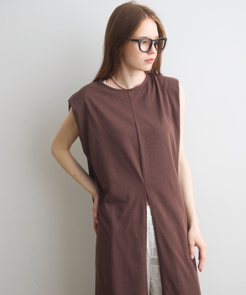 Crisp（クリスプ）の「power shoulder cut onepiece / パワーショルダーカットワンピース（ワンピース・レディース・ピンク/ブラウン・FREE）」の8枚目の写真