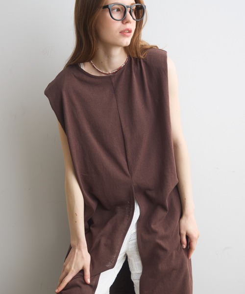 Crisp（クリスプ）の「power shoulder cut onepiece / パワーショルダーカットワンピース（ワンピース・レディース・ピンク/ブラウン・FREE）」の10枚目の写真