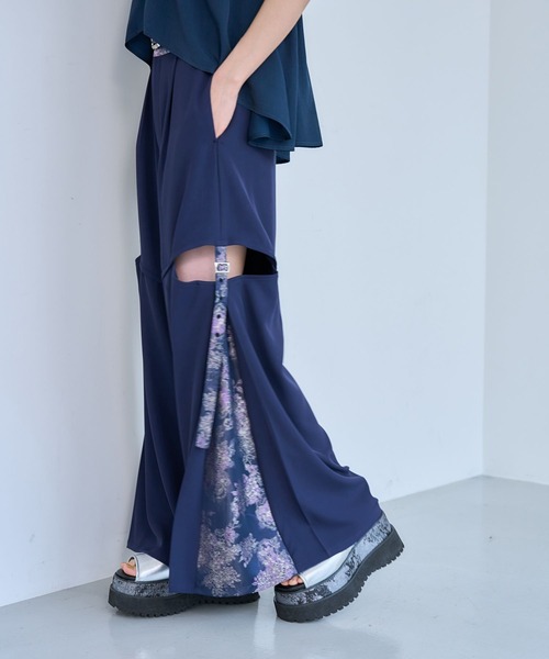 HARE(ハレ)の「ラメアートジャガードサイドスリットパンツ(HARE)(その他パンツ・レディース・パープル/グリーン・FREE)」の9枚目の写真