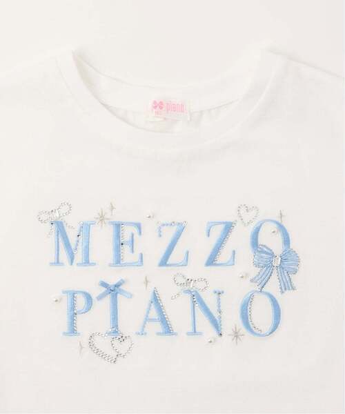 mezzo piano（メゾピアノ）の「キラキラリボン　ロゴ刺しゅう　半袖Tシャツ【接触冷感】（Tシャツ/カットソー・キッズ・オフホワイト/ライラック・140cm/130cm/120cm/110cm）」の4枚目の写真