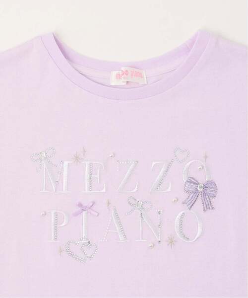 mezzo piano（メゾピアノ）の「キラキラリボン　ロゴ刺しゅう　半袖Tシャツ【接触冷感】（Tシャツ/カットソー・キッズ・オフホワイト/ライラック・140cm/130cm/120cm/110cm）」の5枚目の写真