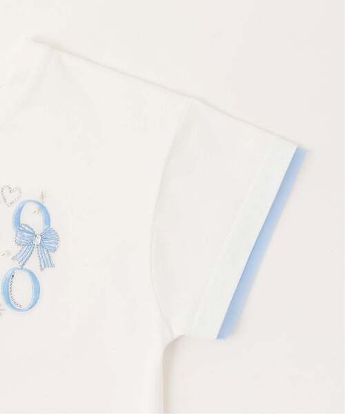 mezzo piano（メゾピアノ）の「キラキラリボン　ロゴ刺しゅう　半袖Tシャツ【接触冷感】（Tシャツ/カットソー・キッズ・オフホワイト/ライラック・140cm/130cm/120cm/110cm）」の8枚目の写真