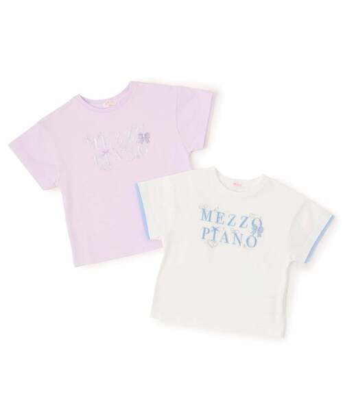 mezzo piano（メゾピアノ）の「キラキラリボン　ロゴ刺しゅう　半袖Tシャツ【接触冷感】（Tシャツ/カットソー・キッズ・オフホワイト/ライラック・140cm/130cm/120cm/110cm）」の11枚目の写真