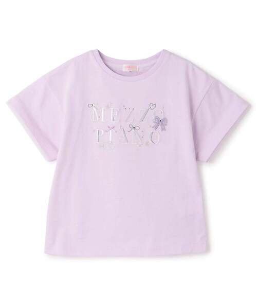 mezzo piano（メゾピアノ）の「キラキラリボン　ロゴ刺しゅう　半袖Tシャツ【接触冷感】（Tシャツ/カットソー・キッズ・オフホワイト/ライラック・140cm/130cm/120cm/110cm）」の14枚目の写真