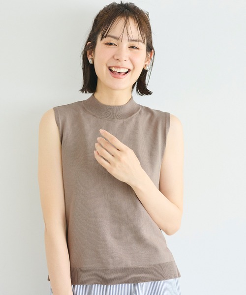 coca(coca)(コカ)の「サマーニットノースリーブハイネックトップス(ニット/セーター・レディース・ブラック/イエロー/アイボリー/グレイッシュベージュ・L/XL/S/M)」の18枚目の写真