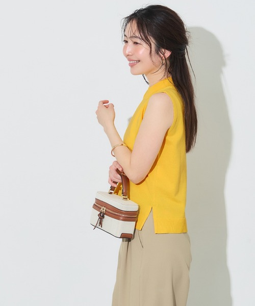 coca(coca)(コカ)の「サマーニットノースリーブハイネックトップス(ニット/セーター・レディース・ブラック/イエロー/アイボリー/グレイッシュベージュ・L/XL/S/M)」の13枚目の写真