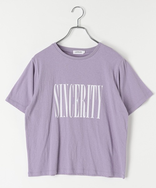 LEPSIM(レプシィム)の「フロッキーロゴプリントT 787868(Tシャツ/カットソー・レディース・パープル/チャコールグレー/オフホワイト・FREE)」の1枚目の写真