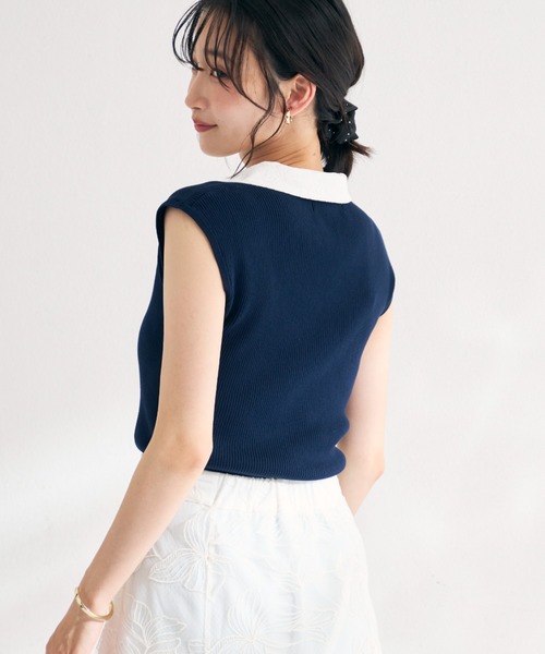 MISCH MASCH(ミッシュマッシュ)の「2026春夏新作 レースシャツスキッパーフレンチニット(ニット/セーター・レディース・イエロー/ネイビー/ライトグレー・フリ-)」の13枚目の写真