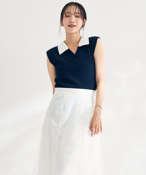 MISCH MASCH(ミッシュマッシュ)の「2026春夏新作 レースシャツスキッパーフレンチニット(ニット/セーター・レディース・イエロー/ネイビー/ライトグレー・フリ-)」の19枚目の写真