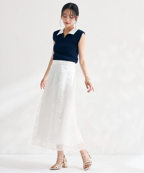 MISCH MASCH(ミッシュマッシュ)の「2026春夏新作 レースシャツスキッパーフレンチニット(ニット/セーター・レディース・イエロー/ネイビー/ライトグレー・フリ-)」の16枚目の写真