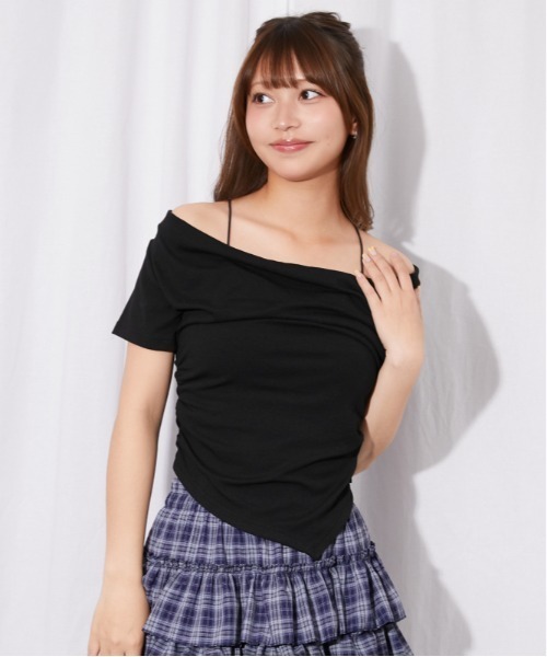 GORGE(ゴージ)の「《ドレープデザイン》カットソー/韓国フェミニン/全3色(Tシャツ/カットソー・レディース・ブラック/オフホワイト/グレー・F)」の9枚目の写真