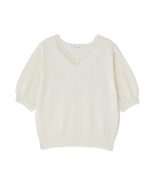 NATURAL BEAUTY BASIC(ナチュラルビューティーベーシック)の「Vネックレーストリムニット(ニット/セーター・レディース・オフホワイト/ブルー/ブラック・フリ-)」の13枚目の写真