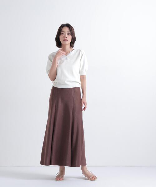 NATURAL BEAUTY BASIC(ナチュラルビューティーベーシック)の「Vネックレーストリムニット(ニット/セーター・レディース・オフホワイト/ブルー/ブラック・フリ-)」の20枚目の写真