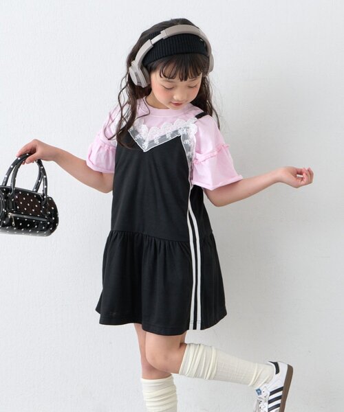 CIAOPANIC TYPY(チャオパニックティピー)の「【KIDS】Wサイドラインランジェリーレースキャミチュニック(ZOZO限定)(タンクトップ・キッズ・ブラック/ネイビー・110/130/150)」の2枚目の写真