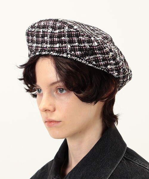 MAISON MICHEL（メゾンミッシェル）の「MAISON MICHEL New BillyVichy ツイードベレー（ハンチング/ベレー帽・レディース・ブラック系その他・S/M）」の2枚目の写真