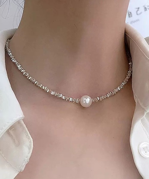 VIBGYOR（ヴィブジョー）の「【EIZZ/アイズ】一粒パール調ビジュー ニュアンスチェーン ネックレス（ネックレス・レディース・シルバー・FREE）」の6枚目の写真