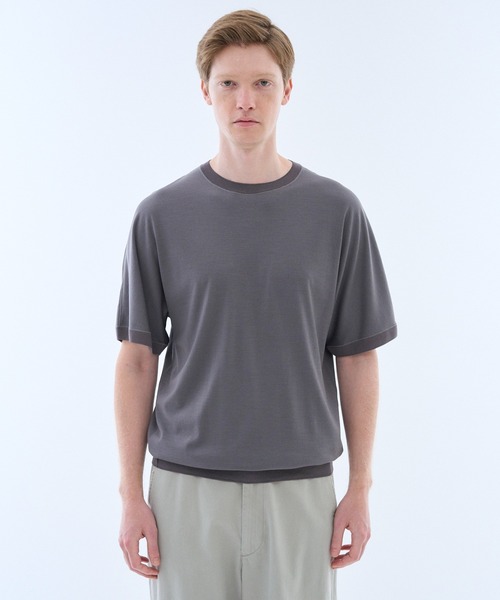 ESTNATION（エストネーション）の「GOOD PEOPLE GOOD STITCHING GOOD PRODUCT for ESTNATION / ショートスリーブ クルーニット（Tシャツ/カットソー・メンズ・ブラック/グレー・MEDIUM/LARGE）」の2枚目の写真