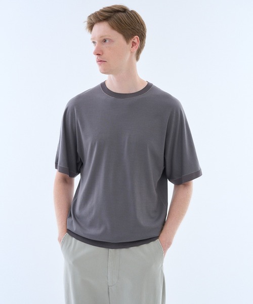 ESTNATION（エストネーション）の「GOOD PEOPLE GOOD STITCHING GOOD PRODUCT for ESTNATION / ショートスリーブ クルーニット（Tシャツ/カットソー・メンズ・ブラック/グレー・MEDIUM/LARGE）」の8枚目の写真