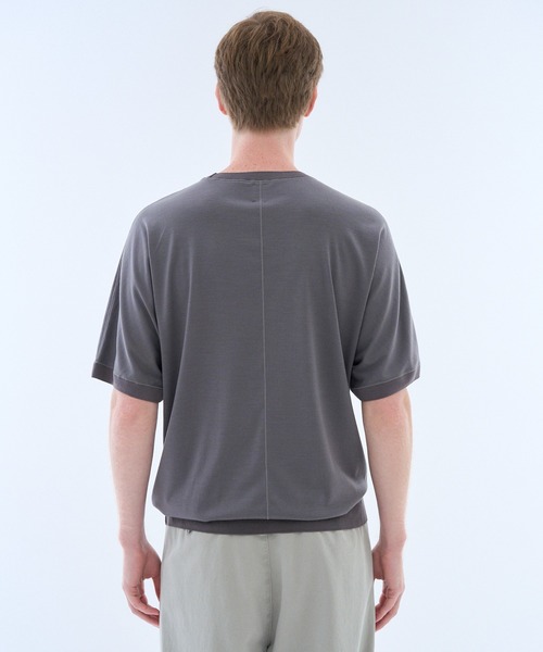 ESTNATION（エストネーション）の「GOOD PEOPLE GOOD STITCHING GOOD PRODUCT for ESTNATION / ショートスリーブ クルーニット（Tシャツ/カットソー・メンズ・ブラック/グレー・MEDIUM/LARGE）」の9枚目の写真