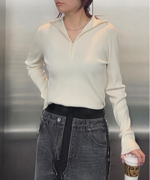 BEST TOUCH HALF ZIP KNIT TOP（ニット/セーター）｜Ameri（アメリ）の
