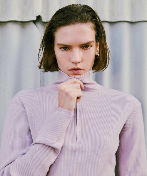 Ameri（アメリ）の「BEST TOUCH HALF ZIP KNIT TOP（ニット/セーター・レディース・オフホワイト/カーキ/ブラック/ピンク/レッド・FREE）」の13枚目の写真
