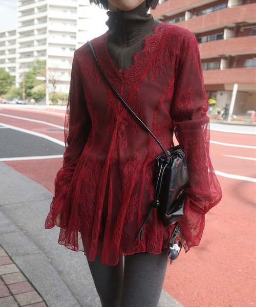 Ameri（アメリ）の「BEST TOUCH HALF ZIP KNIT TOP（ニット/セーター・レディース・オフホワイト/カーキ/ブラック/ピンク/レッド・FREE）」の16枚目の写真