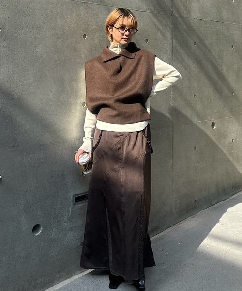 Ameri（アメリ）の「BEST TOUCH HALF ZIP KNIT TOP（ニット/セーター・レディース・オフホワイト/カーキ/ブラック/ピンク/レッド・FREE）」の9枚目の写真