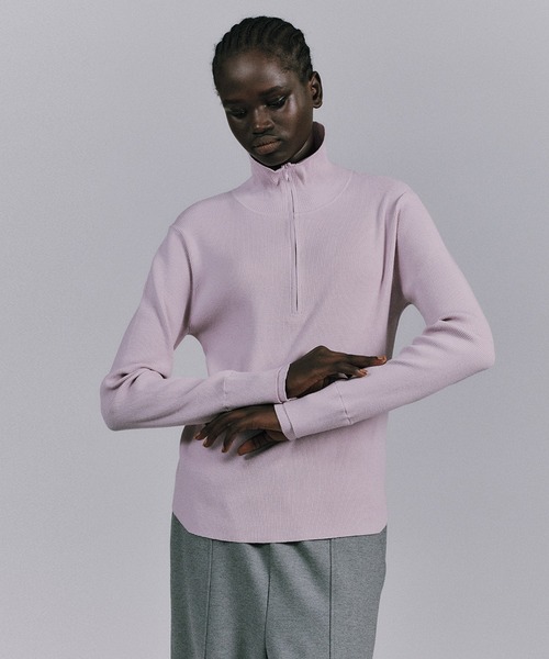 Ameri（アメリ）の「BEST TOUCH HALF ZIP KNIT TOP（ニット/セーター・レディース・オフホワイト/カーキ/ブラック/ピンク/レッド・FREE）」の14枚目の写真