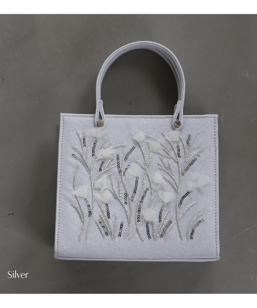 Cupid Heart(キューピッドハート)の「【Cupid Heart】結婚式用!ビーズ刺繍ラメハンドバッグ(ハンドバッグ・レディース・ベージュ/ブラック/シルバー・MEDIUM)」の9枚目の写真