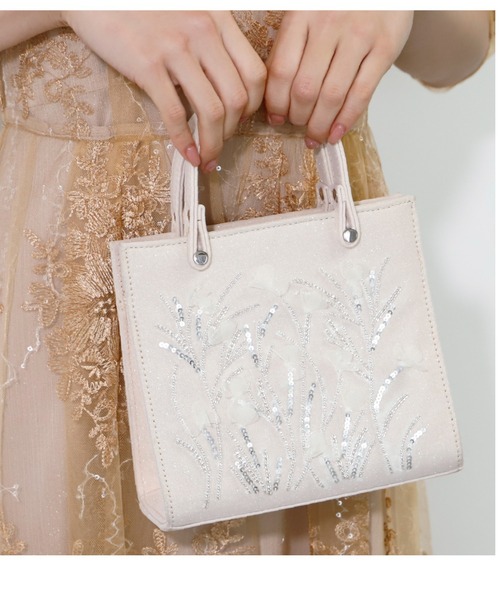 Cupid Heart(キューピッドハート)の「【Cupid Heart】結婚式用!ビーズ刺繍ラメハンドバッグ(ハンドバッグ・レディース・ベージュ/ブラック/シルバー・MEDIUM)」の17枚目の写真