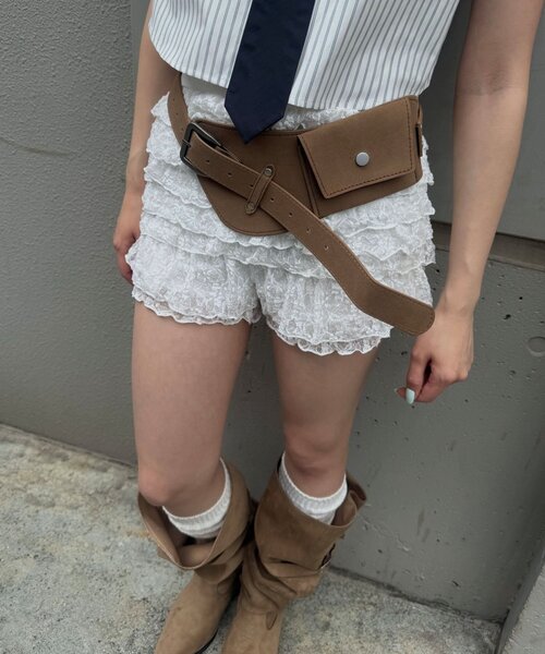 mline（エムライン）の「【トレンドライク】[mline]フリルショートミニ（その他パンツ・レディース・アイボリー/ホワイト系その他/オフホワイト/ブラック/ブラック系その他・2/1）」の10枚目の写真
