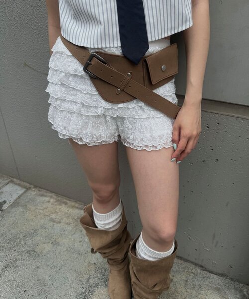 mline（エムライン）の「【トレンドライク】[mline]フリルショートミニ（その他パンツ・レディース・アイボリー/ホワイト系その他/オフホワイト/ブラック/ブラック系その他・2/1）」の12枚目の写真