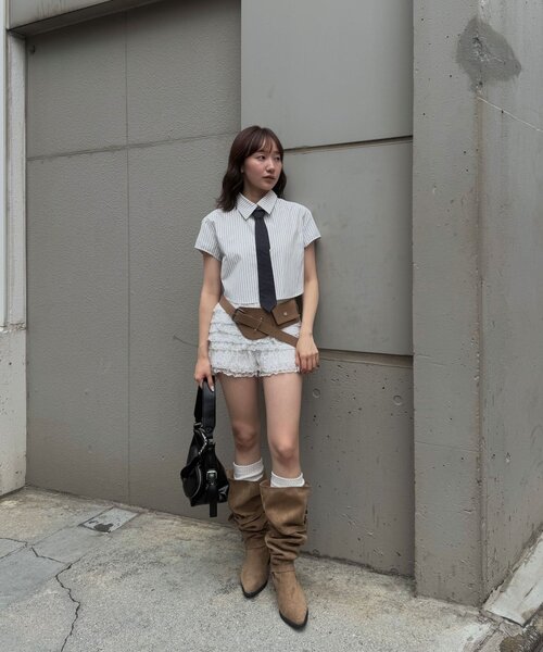 mline（エムライン）の「【トレンドライク】[mline]フリルショートミニ（その他パンツ・レディース・アイボリー/ホワイト系その他/オフホワイト/ブラック/ブラック系その他・2/1）」の15枚目の写真