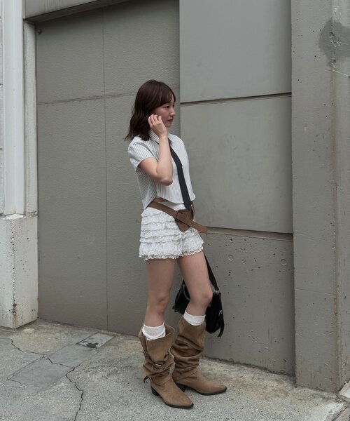 mline（エムライン）の「【トレンドライク】[mline]フリルショートミニ（その他パンツ・レディース・アイボリー/ホワイト系その他/オフホワイト/ブラック/ブラック系その他・2/1）」の16枚目の写真