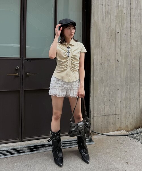 mline（エムライン）の「【トレンドライク】[mline]フリルショートミニ（その他パンツ・レディース・アイボリー/ホワイト系その他/オフホワイト/ブラック/ブラック系その他・2/1）」の20枚目の写真