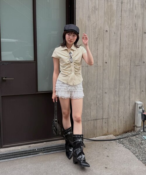 mline（エムライン）の「【トレンドライク】[mline]フリルショートミニ（その他パンツ・レディース・アイボリー/ホワイト系その他/オフホワイト/ブラック/ブラック系その他・2/1）」の21枚目の写真