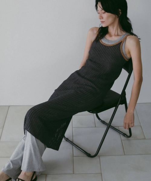 anuke（アンヌーク）の「anuke Piping Cami Onepiece（ワンピース・レディース・ベージュ/ネイビー・38/36）」の9枚目の写真