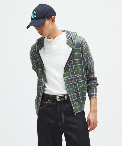 JOURNAL STANDARD（ジャーナルスタンダード）の「グランジ チェック ワッフル パーカー（パーカー・メンズ・グリーン/レッド・MEDIUM/LARGE）」の7枚目の写真