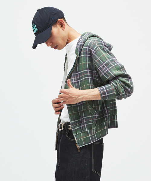 JOURNAL STANDARD（ジャーナルスタンダード）の「グランジ チェック ワッフル パーカー（パーカー・メンズ・グリーン/レッド・MEDIUM/LARGE）」の8枚目の写真