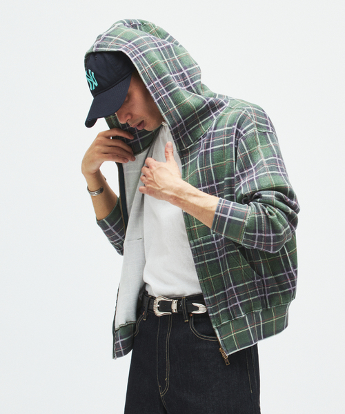 JOURNAL STANDARD（ジャーナルスタンダード）の「グランジ チェック ワッフル パーカー（パーカー・メンズ・グリーン/レッド・MEDIUM/LARGE）」の9枚目の写真