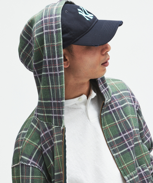 JOURNAL STANDARD（ジャーナルスタンダード）の「グランジ チェック ワッフル パーカー（パーカー・メンズ・グリーン/レッド・MEDIUM/LARGE）」の10枚目の写真