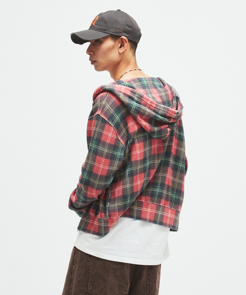JOURNAL STANDARD（ジャーナルスタンダード）の「グランジ チェック ワッフル パーカー（パーカー・メンズ・グリーン/レッド・MEDIUM/LARGE）」の19枚目の写真