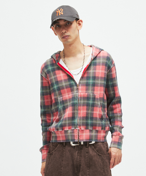 JOURNAL STANDARD（ジャーナルスタンダード）の「グランジ チェック ワッフル パーカー（パーカー・メンズ・グリーン/レッド・MEDIUM/LARGE）」の22枚目の写真