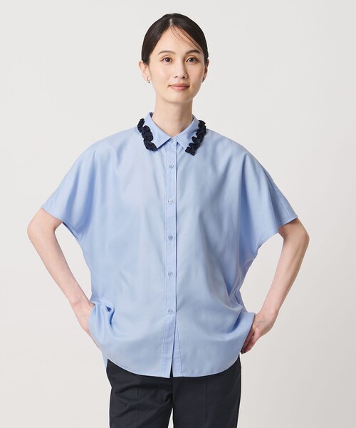 UNITED ARROWS(ユナイテッドアローズ)の「ミニフリル シャツ(シャツ/ブラウス・レディース・ネイビー/オフホワイト/その他7・FREE)」の5枚目の写真